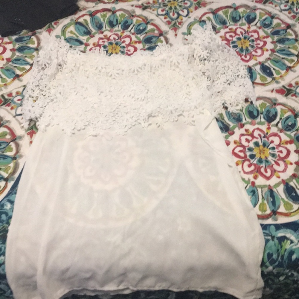 White sheer blouse with lace